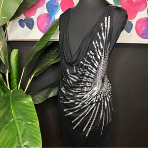 Y2K Sequin Mini Dress with Chain Details